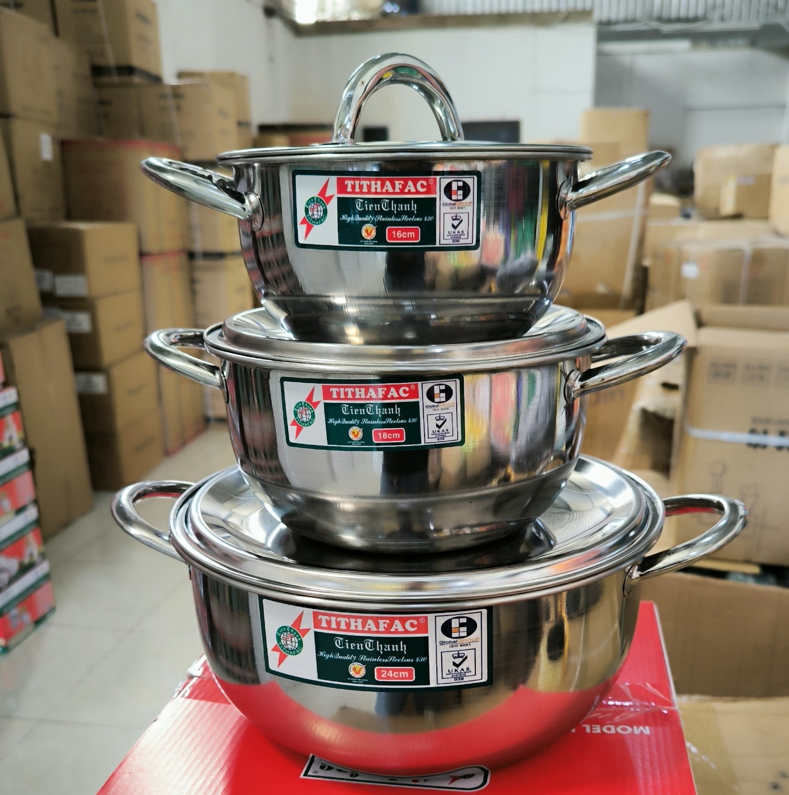 (Bảo Hành 2 Năm) Bộ Nồi Bầu Inox Cao Cấp Gồm 3 Size (16CM-18CM-24CM) - Dùng Được Bếp Từ