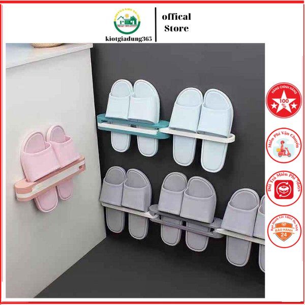 Kệ dán tường cài dép thông minh, Kệ giày dép dán tường gấp gọn treo được 3 đôi dép Giá treo giày dép