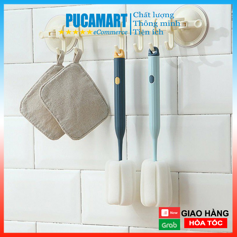 [HCM]Cây Cọ Rửa Bình Sữa, Ly Cốc Nhựa Cao Cấp Mút Xốp Mềm Mại, Cán Dài Dễ Cọ Sâu Bên Trong Bình, Dụng Cụ Nên Có Trong Gia Đình - PucaMart
