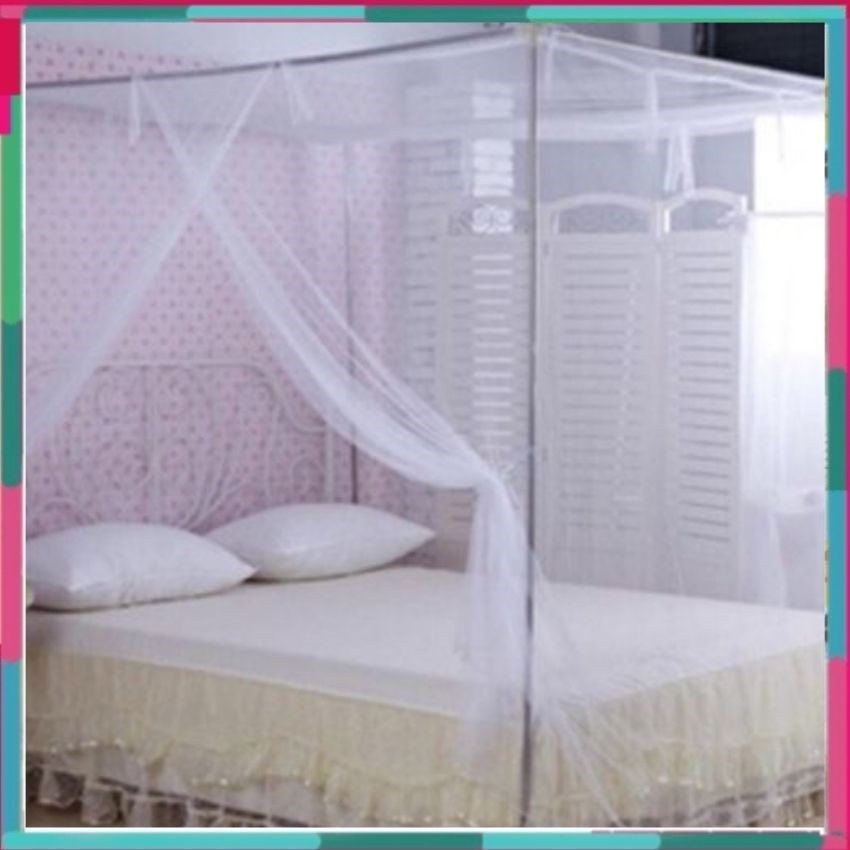Màn tuyn dệt 10/10 chính hãng, màn tuyn 1m8x2mx2m có cửa trơn trắng