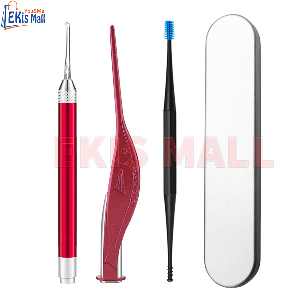 Nhíp gắp ráy tai có đèn soi cho bé Bộ dụng cụ lấy ráy tai có đèn Led cho trẻ em Phụ kiện vệ sinh tai an toàn cho trẻ nhỏ bằng thép chuyên nghiệp cao cấp (Tặng kèm pin)