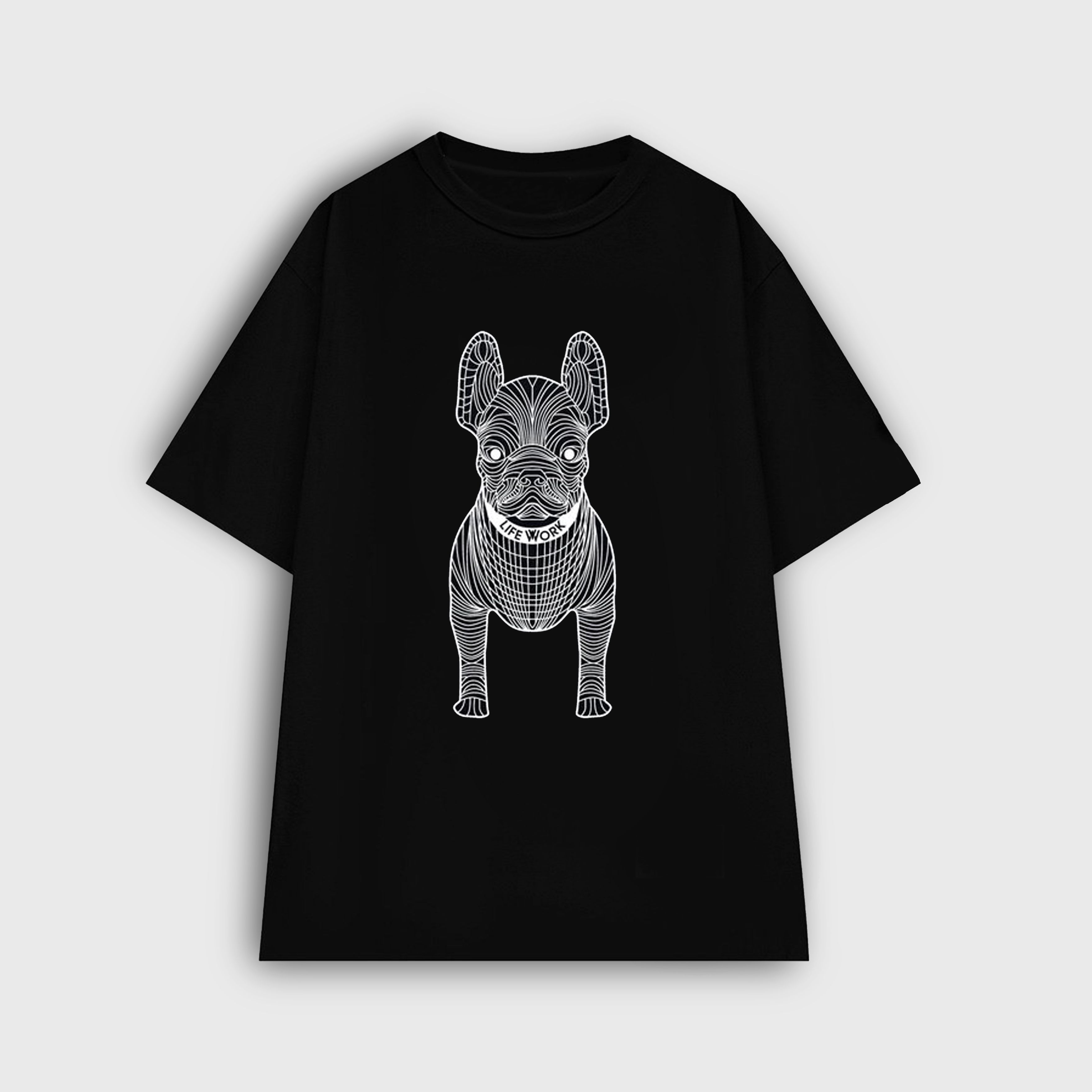 Áo thun tay lỡ chó pug cotton 2c mềm mịn co giãn định lượng vải dày 240gsm - ac173