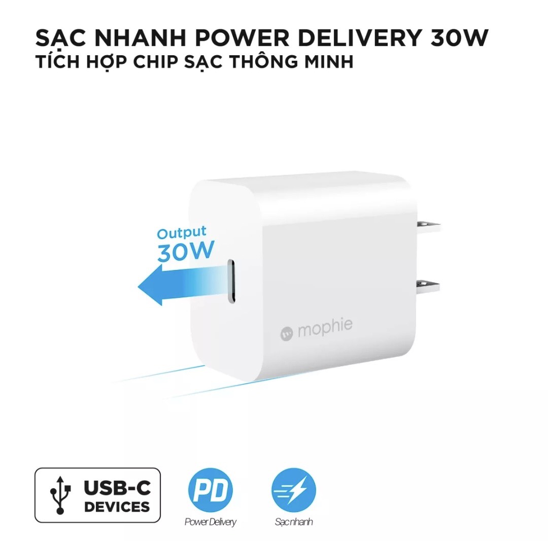 Sạc nhanh Mophie Power Delivery 30W USB-C GaN