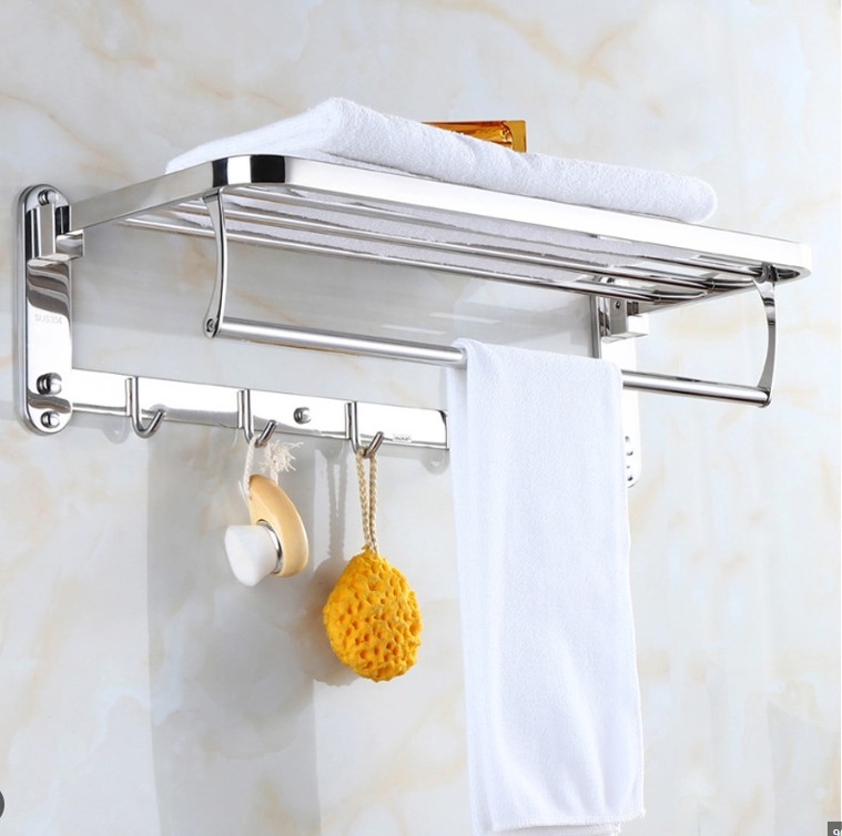 Giá treo khăn phòng tắm gấp đứng Inox Sus 304 cao cấp