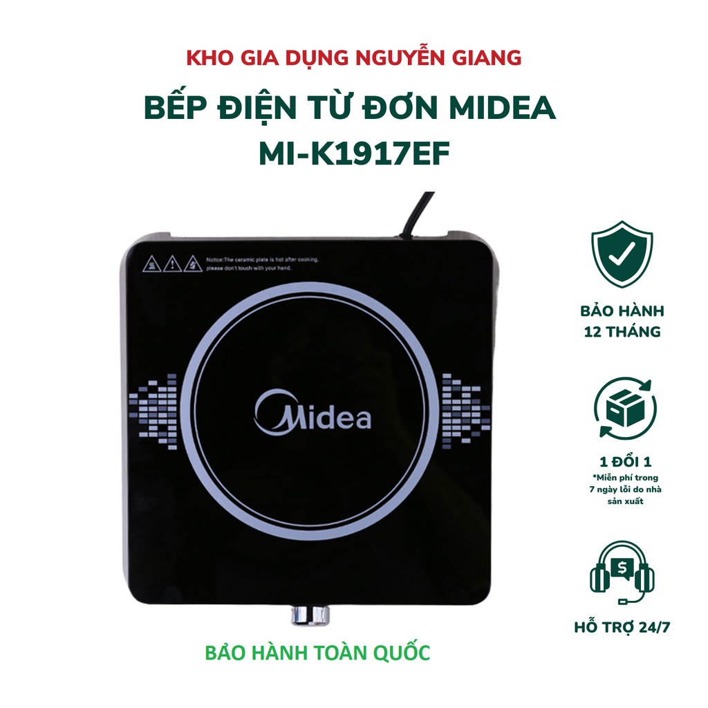 Bếp từ đơn mini midea mi-k1917ef bảo hành chính hãng 12 tháng