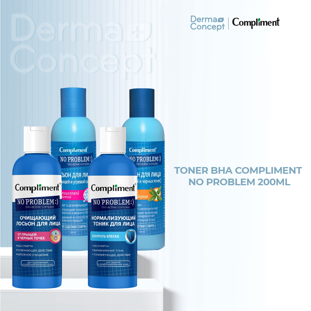 Toner BHA Compliment No Problem làm sạch sâu, kiềm dầu, giảm mụn, mờ thâm 200ml