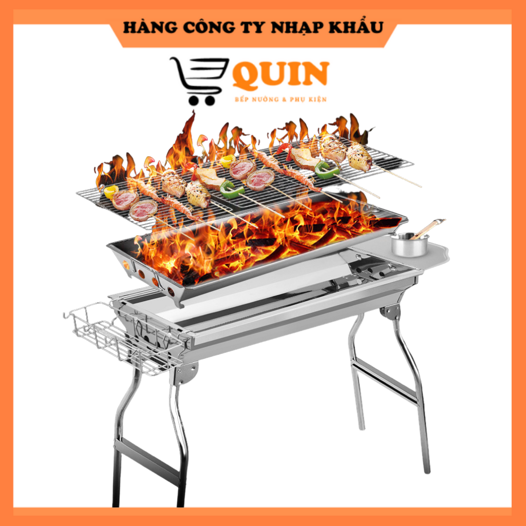 Bếp Nướng Than Hoa Inox Dày 2 LỚP Bếp nướng BBQ ngoài trời Lò nướng thịt CH3 𝐇𝐚̀𝐧𝐠 𝐂𝐨̂𝐧𝐠 𝐭𝐲 𝐜𝐚𝐨 𝐜𝐚̂́𝐩 Model CH3