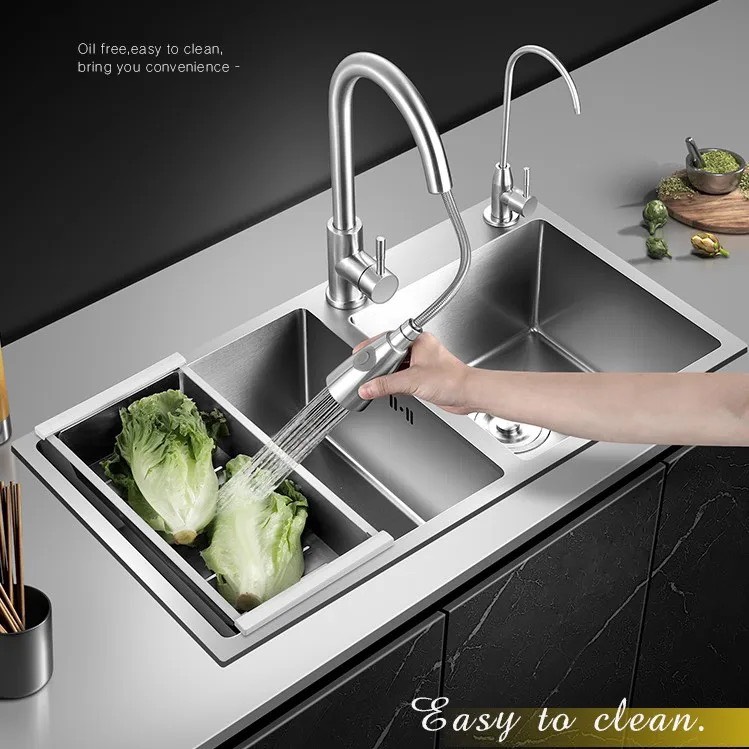 Chậu rửa bát 2 hố inox sus304 82x45cm giá rẻ