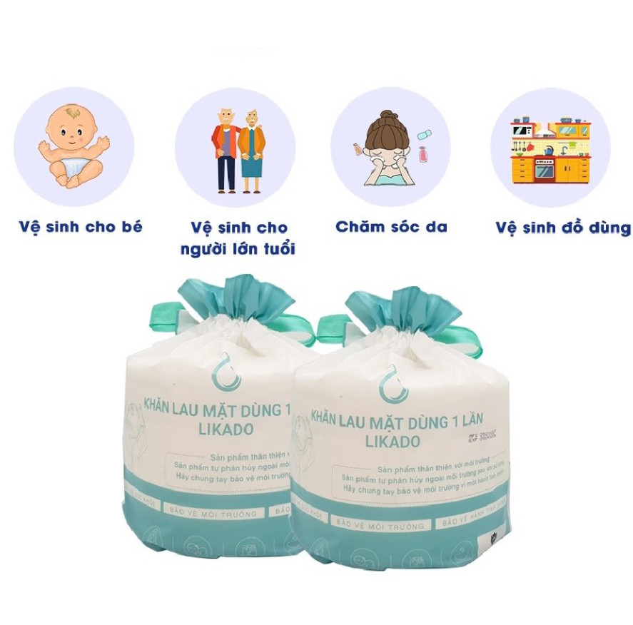 Combo 3 gói khăn lau mặt dùng 1 lần lau khô, lau ướt khăn giấy đa năng