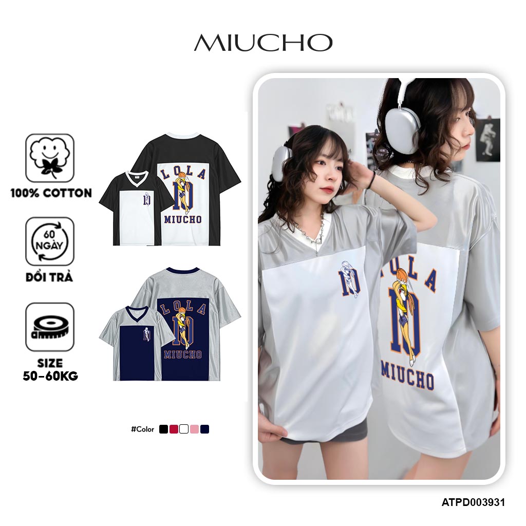  Áo Jersey thể thao form rộng local brand ATPD00931 Miucho tay ngắn cổ tròn in mix 