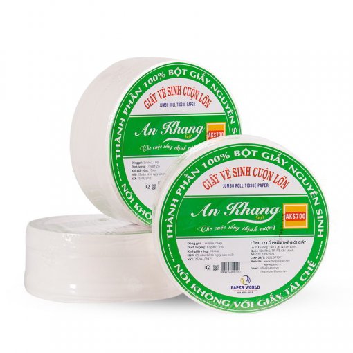 Combo 10 cuộn giấy vệ sinh cuộn lớn cao cấp 700g an khang soft - 100% bột giấy nguyên sinh | aks700