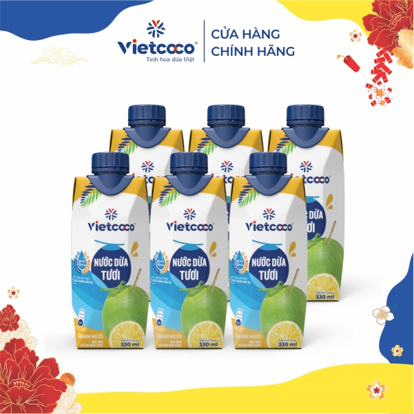 Combo 6 hộp nước dừa tươi chanh muối Vietcoco 330ml