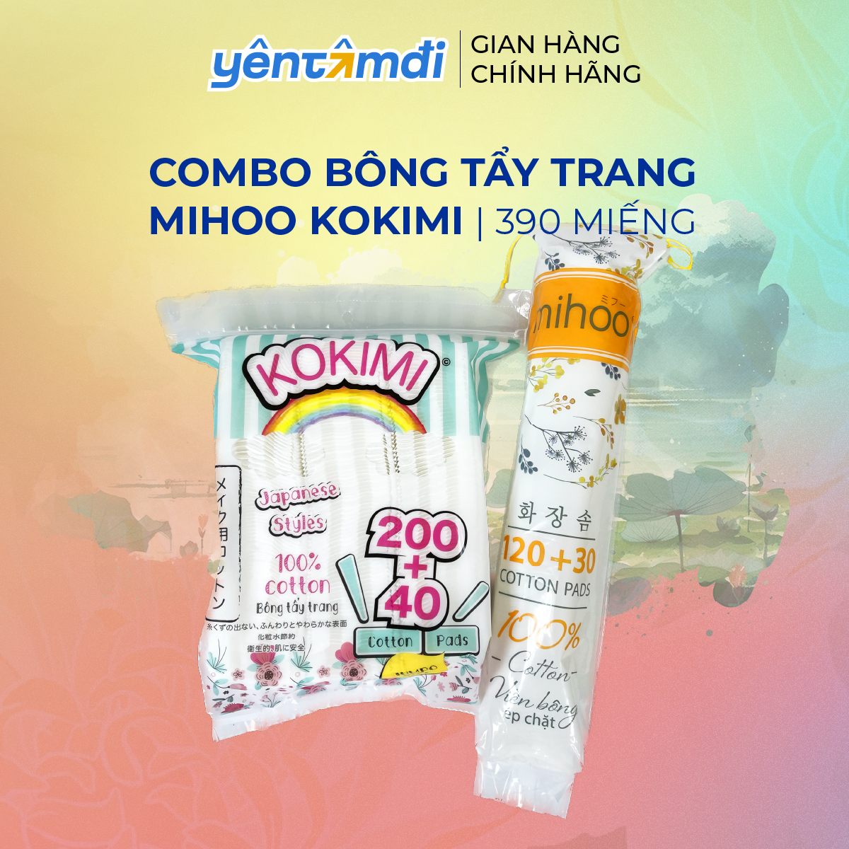 COMBO bông tẩy trang Mihoo Kokimi 390 miếng