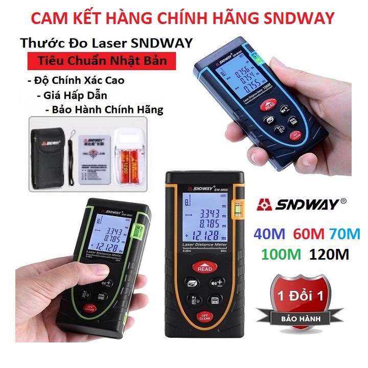 Thước Đo Khoảng Cách, Thước Đo Laze SNDWAY 40m 60m 70m 100m 120m Máy Đo Khoảng Cách Laze Chính Hãng