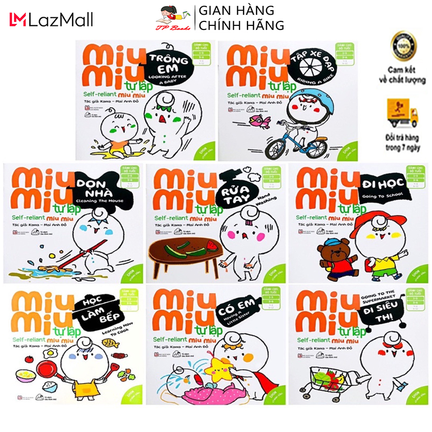 Bộ 8 cuốn sách ehon miu miu tự lập phần 2 cho bé - phát triển kỹ năng sống cho trẻ em từ 1-6 tuổi