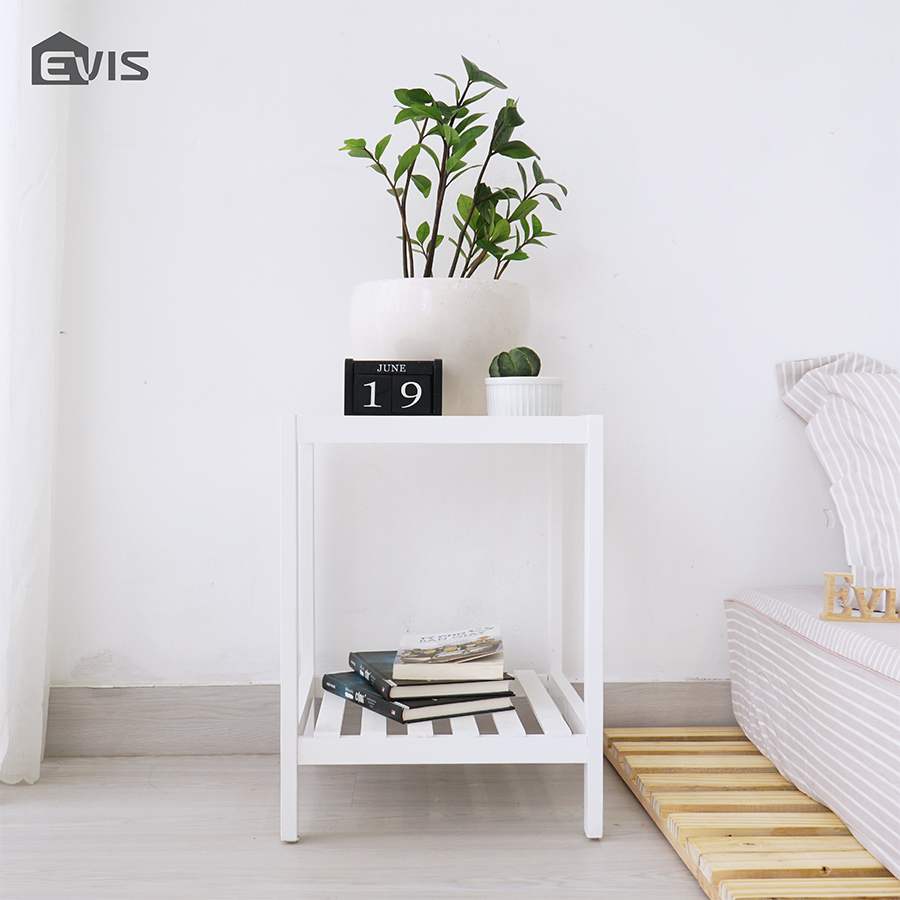 Kệ gỗ đa năng evis home - kệ đầu giường 2 tầng mặt kính - lắp ráp dễ dàng - trang trí nội thất