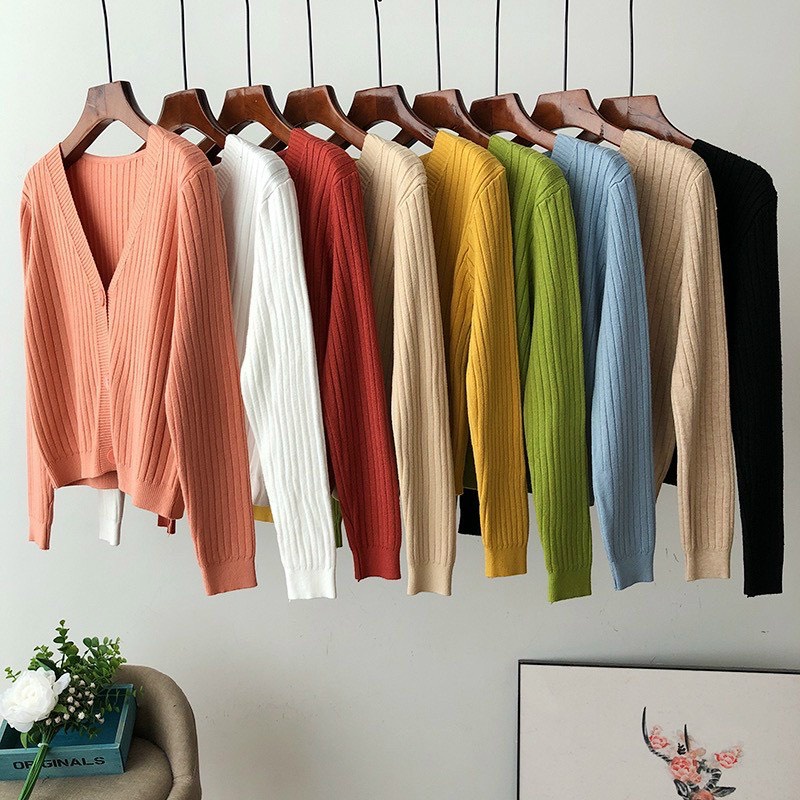 Áo khoác len cardigan ngắn cho nữ, áo len mỏng khoác ngoài chất đẹp