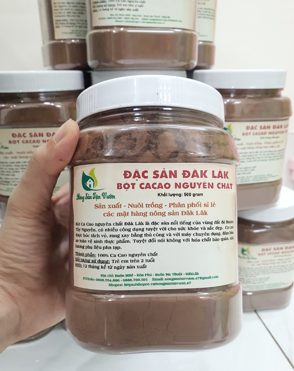 Bột Cacao nguyên chất hàng ĐăkLăk - Hàng loại 1, đảm bảo chất lượng - Hộp 500gram