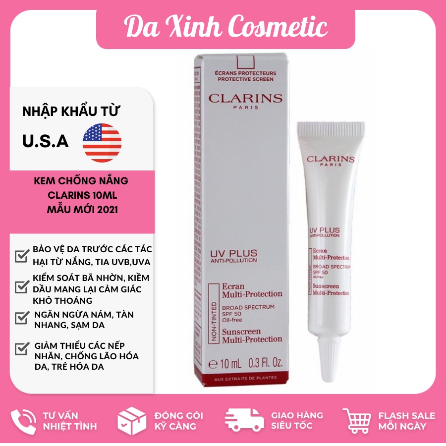 Kem chống nắng clarins 10ml mẫu mới 2021 chuẩn auth