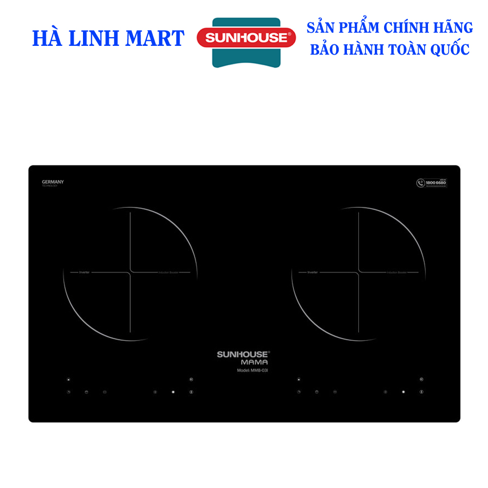 Bếp đôi điện từ sunhouse mama mmb-03i - bếp từ đôi âm - công suất 4200w bảo hành 36 tháng tại nhà