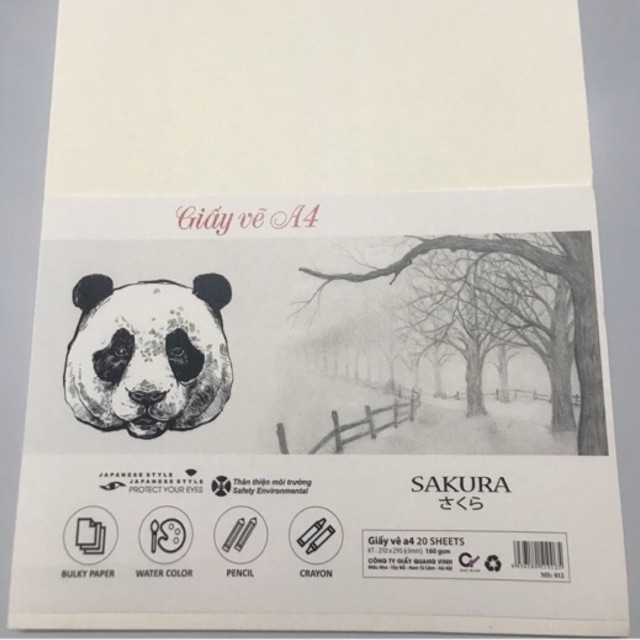 GIẤY VẼ SAKURA 20 TỜ (A4/A3)
