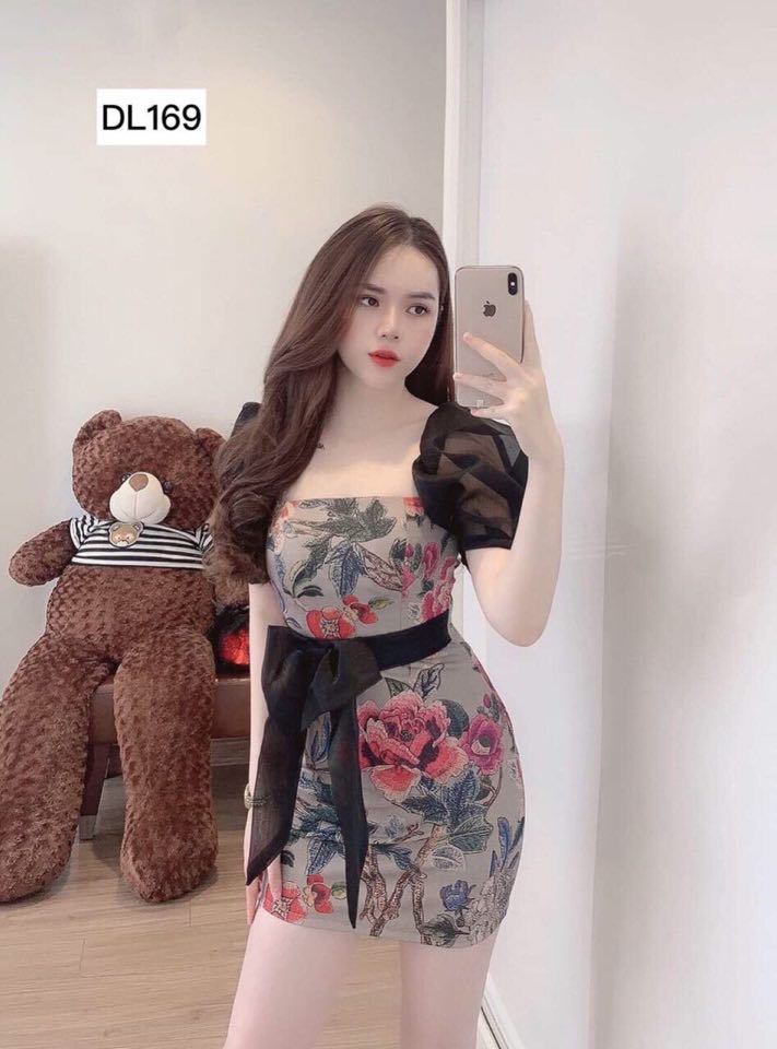 Đầm Hoa Hồng Phối Nơ Belle Fashion