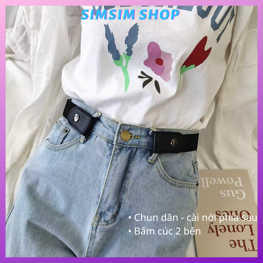 Thắt lưng thun chun co giãn 2 bên cài cúc bấm cho nam nữ quần rộng - Dây nịt thun chun cho eo nhỏ tiện lợi Sim sim shop