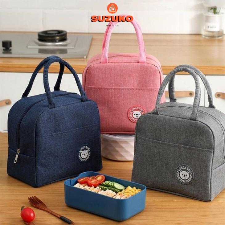 Túi giữ nhiệt đựng cơm trưa văn phòng kiểu xuất nhật dày dặn chống nước vải Oxford có khóa kéo tiện dụng TC02