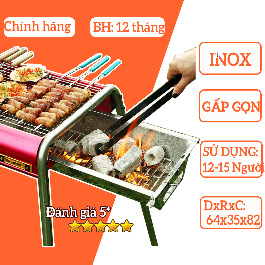 Bếp Nướng Than hoa Inox Gấp gọn, Bếp Nướng Ngoài trời cao cấp - Lò nướng than hoa, bếp nướng dã ngoại, bếp nướng sân vườn