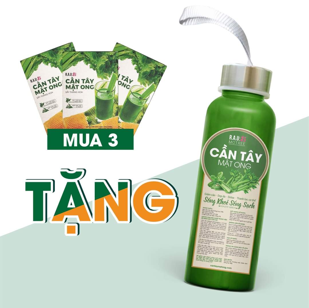 Combo 3 Hộp Cần Tây Mật Ong Motree Đẹp Da Giảm Cân (TẶNG BÌNH THỦY TINH)