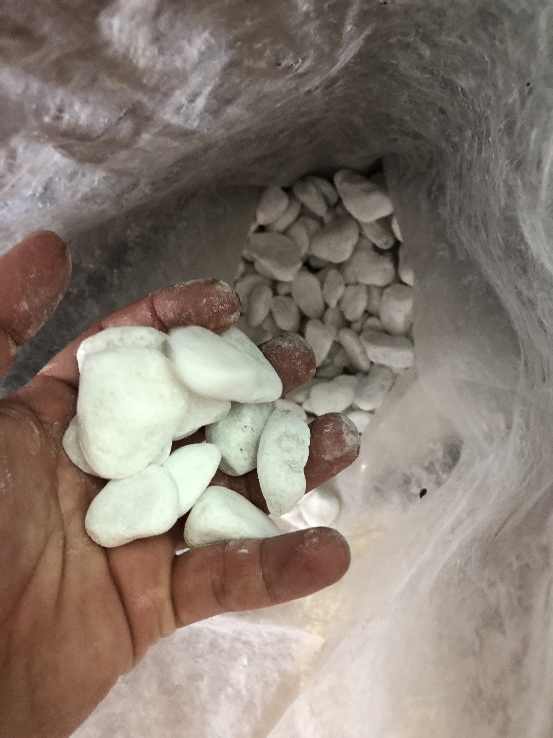 1kg sỏi đá trắng to trang trí vườn cây nội thất