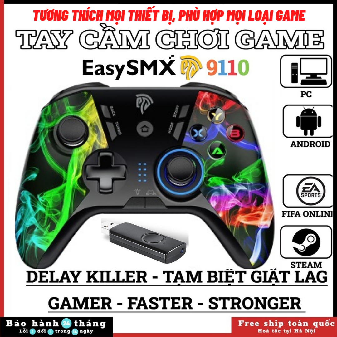 Tay cầm chơi game pc điện thoại kết nối usb không dây có rung easysmx esm-9110 wireless cho android tv, điện thoại android, pc, tv box, ps 4.8, ps4, ps5, xbox x-one