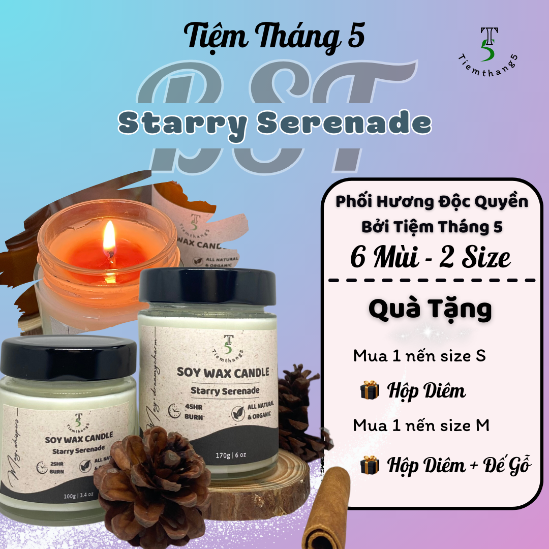 Nến thơm tinh dầu phối hương cao cấp tiệm tháng 5 | starry serenade