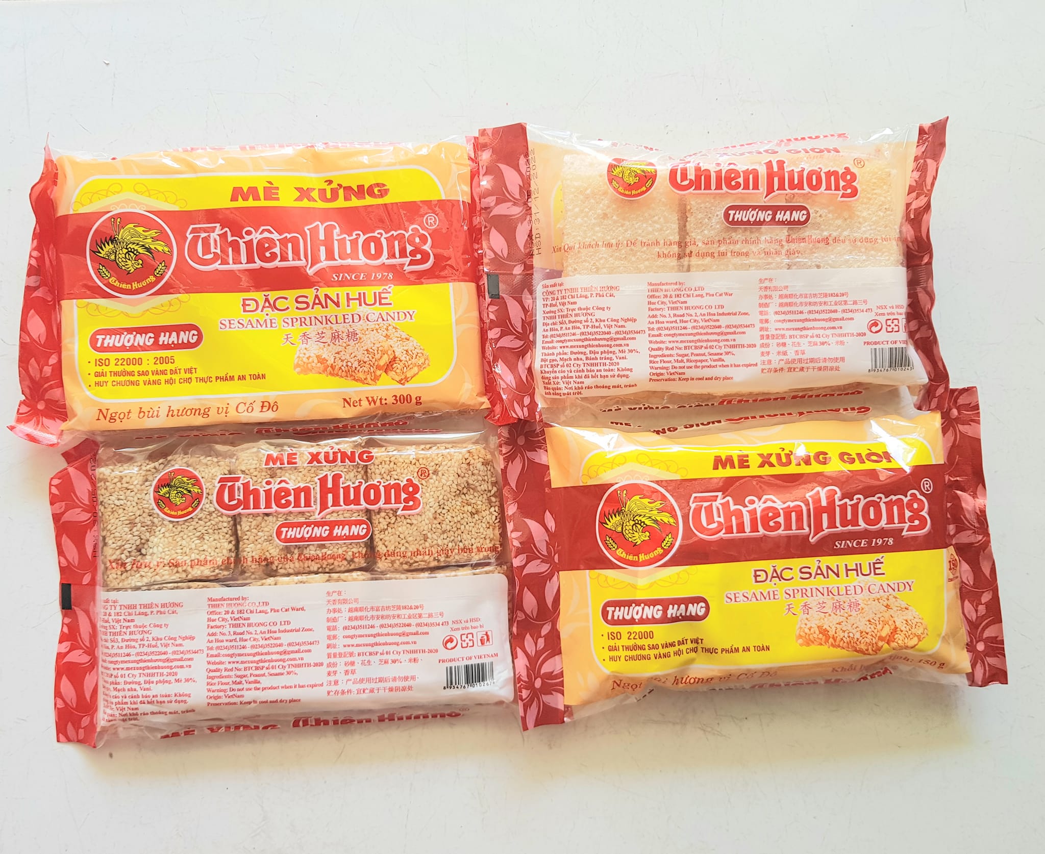 KẸO MÈ XỬNG HUẾ THIÊN HƯƠNG LOẠI ĐẶC BIỆT THƠM NGON DẺO NGỌT GÓI GỒM 6 MIẾNG LỚN NẶNG 300 Gram