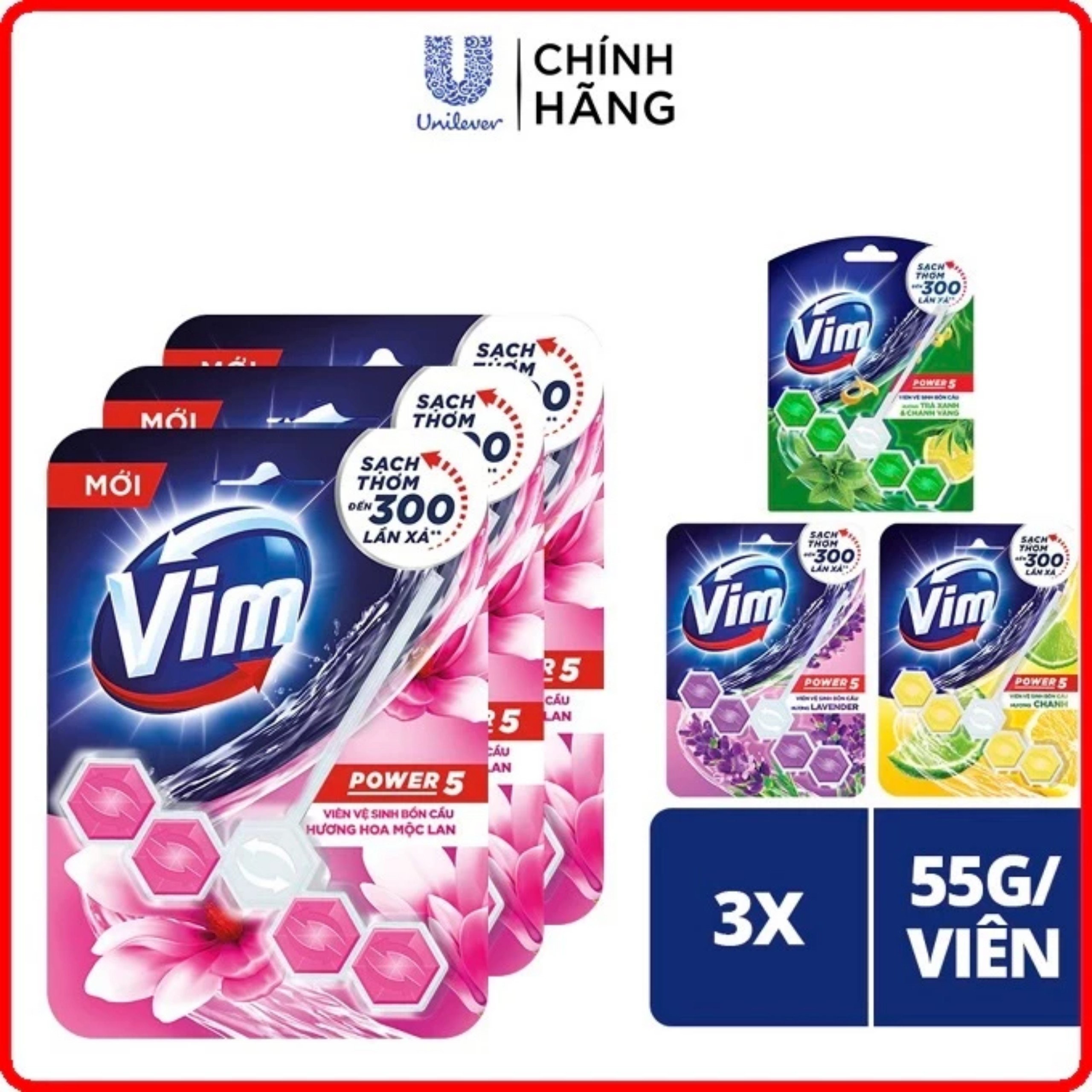 Combo 3 vĩ viên tẩy bồn cầu vim power 5 sạch khuẩn thơm mát