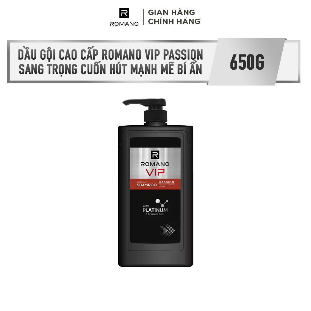 Dầu gội cao cấp Romano VIP Passion mạnh mẽ bí ẩn 650g