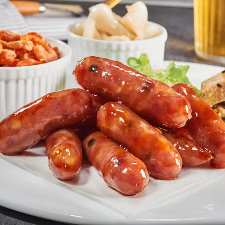 Lạp xưởng cầu đen, Lạp Xưởng  thịt heo TTP FOOD loại ngắn 90% thịt lạc đạt tiêu chuẩn VIETGAP, túi hút chân không  dùng thử 200Gram