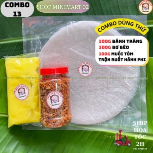 Combo Bánh Tráng Phơi Sương - Muối Tôm Hành Phi - Túi bơ béo Siêu Ngon - Ăn Là Mê - CB.A-09 - SHOP MINIMART 02