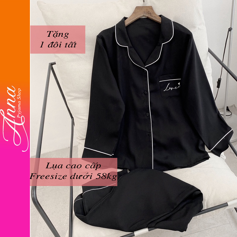 Bộ đồ ngủ nữ pijama lụa dài tay, đồ bộ mặc nhà dễ thương cao cấp phong cách nhẹ nhàng. Đồ bộ ngủ quần dài tay dài dễ thương