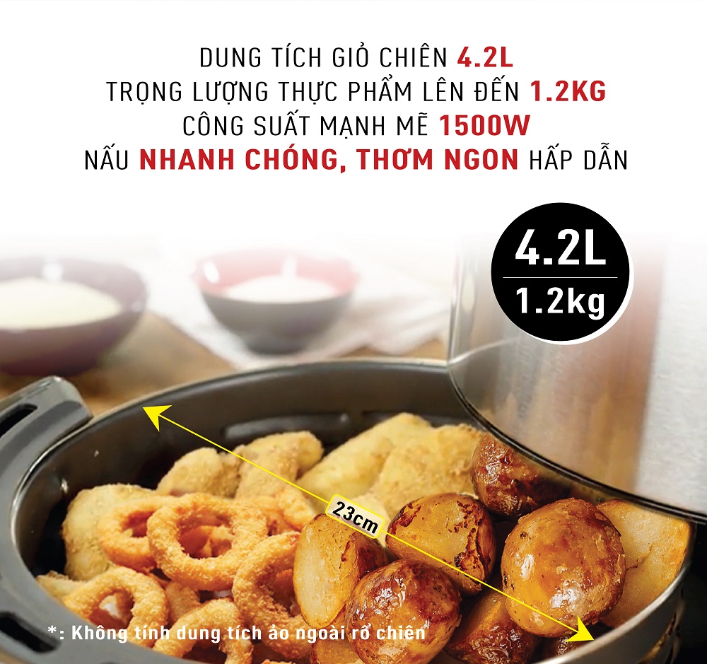Nồi chiên không dầu cơ Tefal EY201D15, giỏ chiên 4.2L/1.2kg - Gian hàng chính hãng bảo hành 2 năm