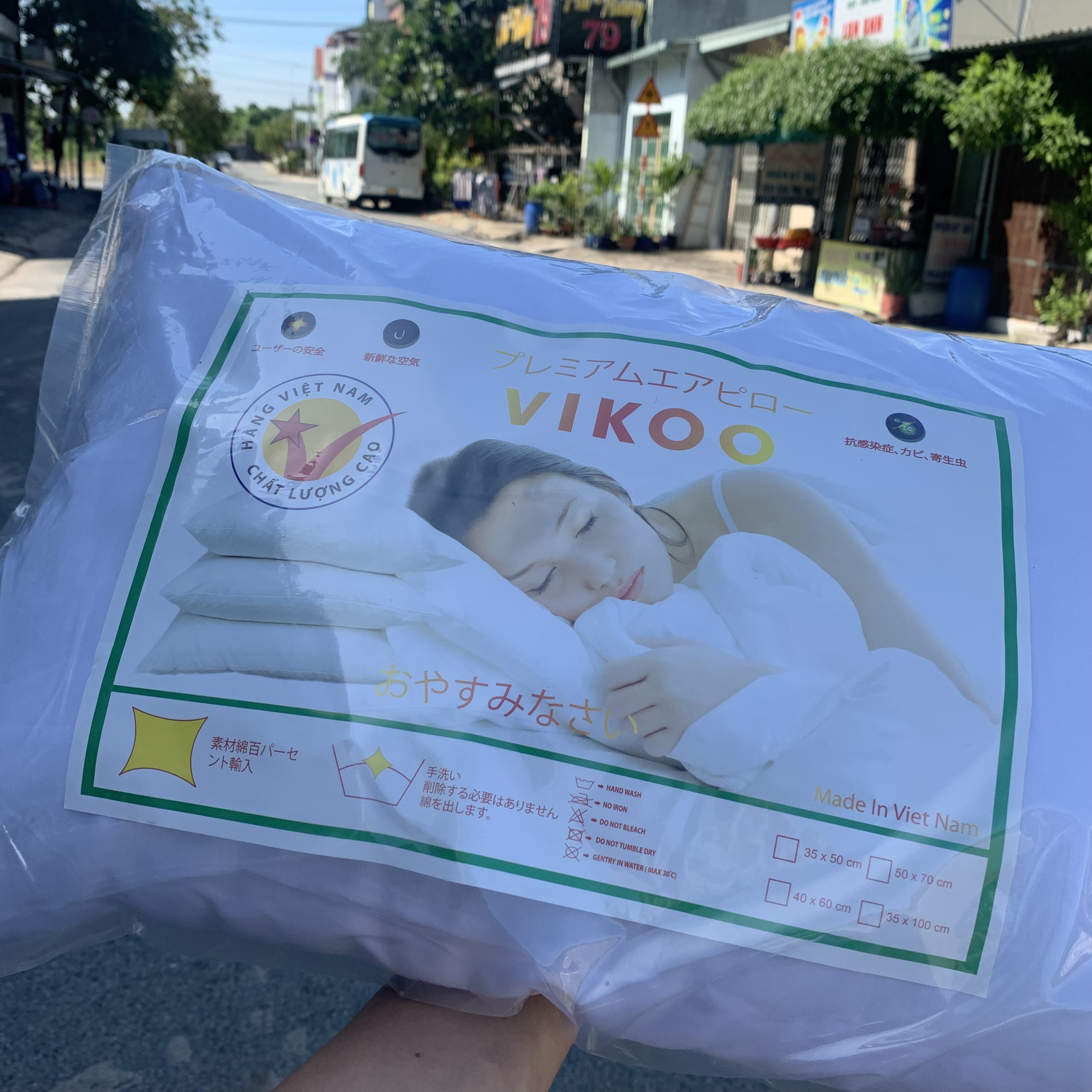 Ruột gối hơi bông gòn cao cấp 40 x 60, 50 x 70 vikoo hàng nhật