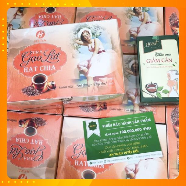 COMBO Hera plus dạng viên+ trà gạo lứt hạt chia+ thước đo+ PBH