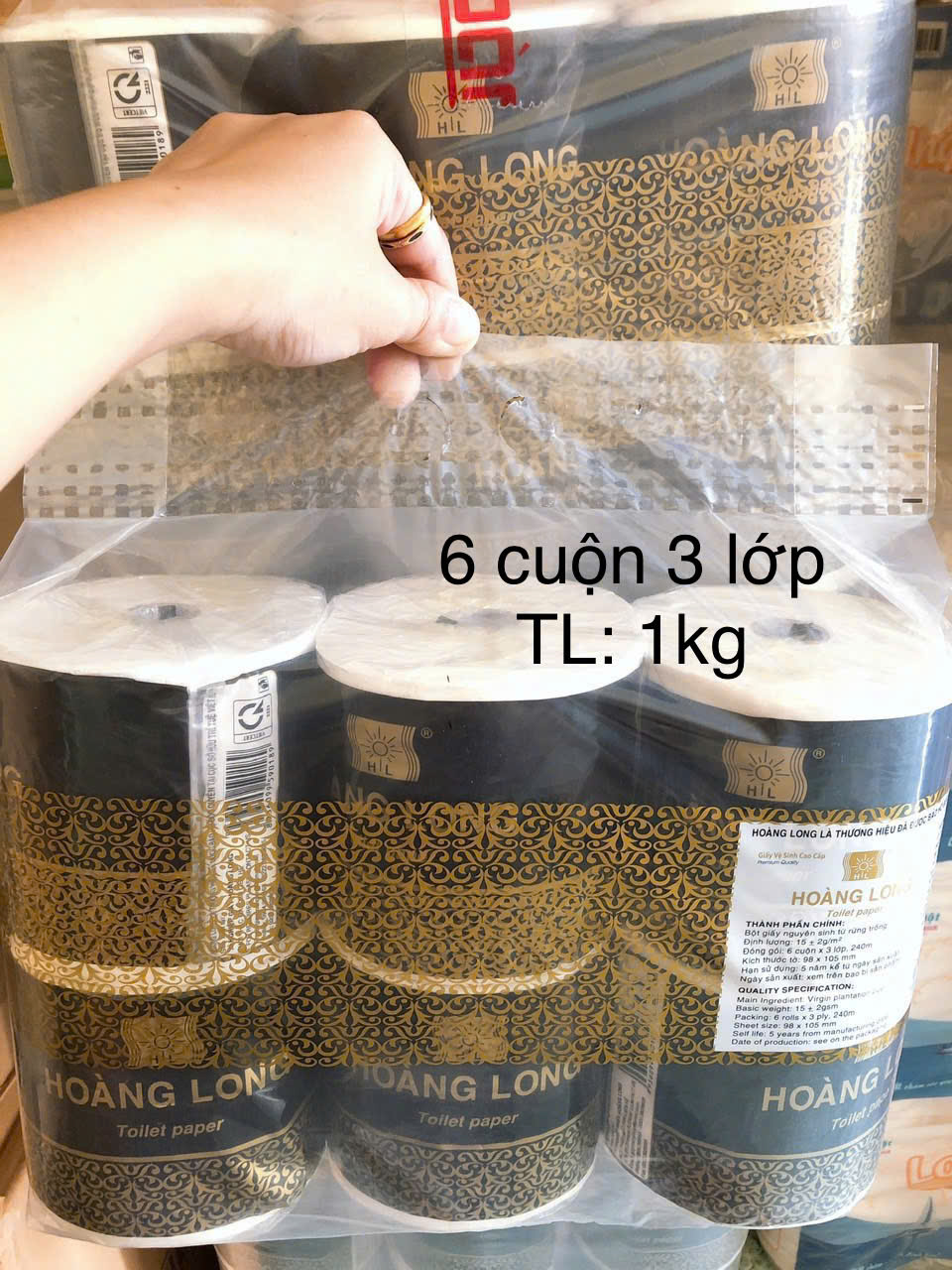 COMBO 2 LỐC 12 CUỘN GIẤY VỆ SINH CAO CẤP HOÀNG LONG 4 LỚP 1 KG- GIẤY CUỘN TRẮNG LOẠI 1