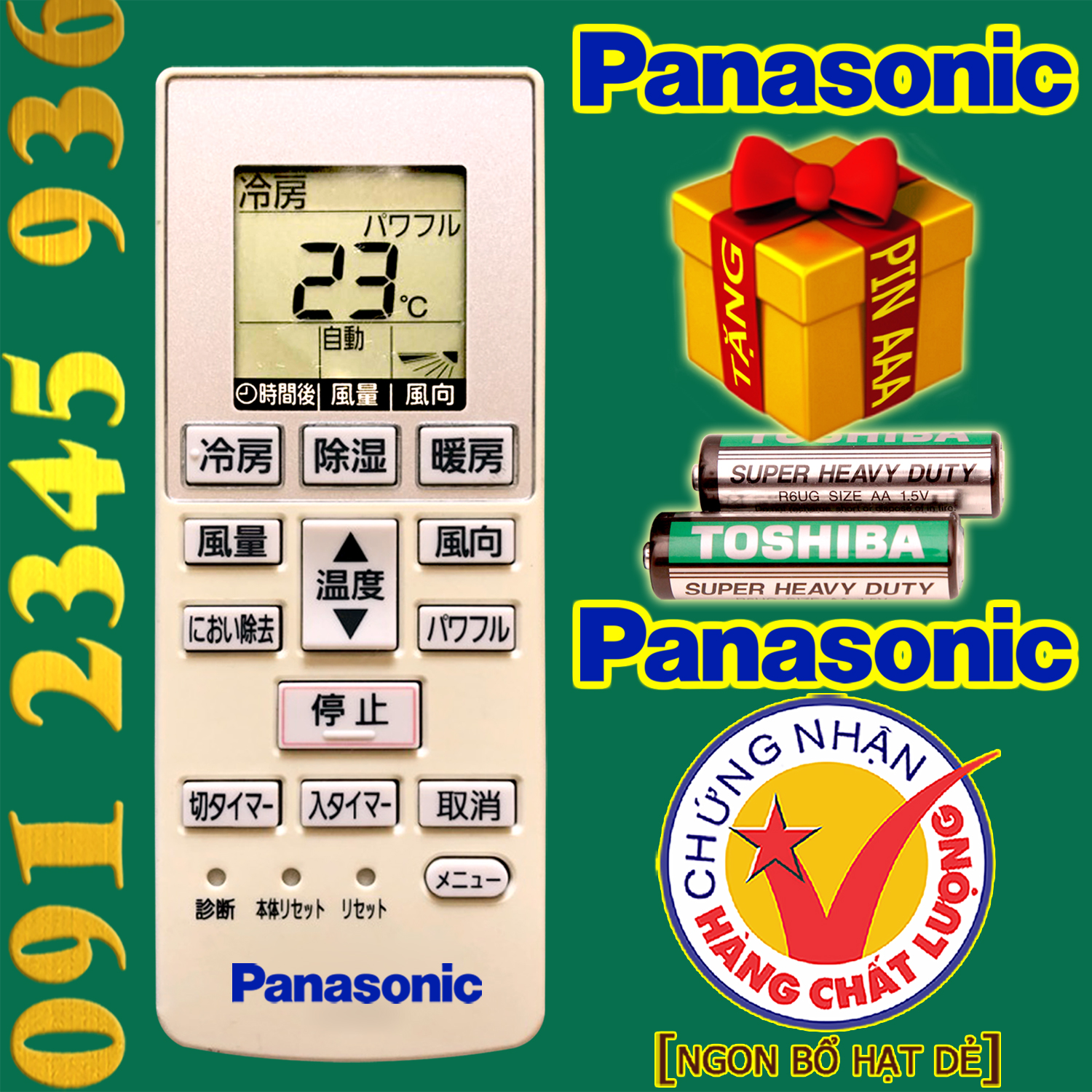 Điều khiển Panasonic [Nội địa] + [HÀNG ĐẸP] cho điều hòa [Nội địa]. (Mẫu số 15)