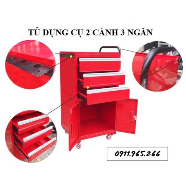 Tủ đồ nghề 2 cánh 3 ngăn kéo cao cấp|Tủ đựng đồ nghề sửa chữa xe ô tô xe máy