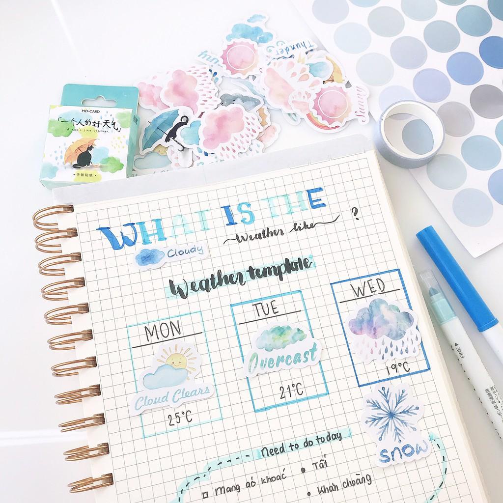 Hộp 46 Sticker Thời Tiết Trang Trí Sổ Tay Bullet Journal - Samy Sổ tay Bullet Journal