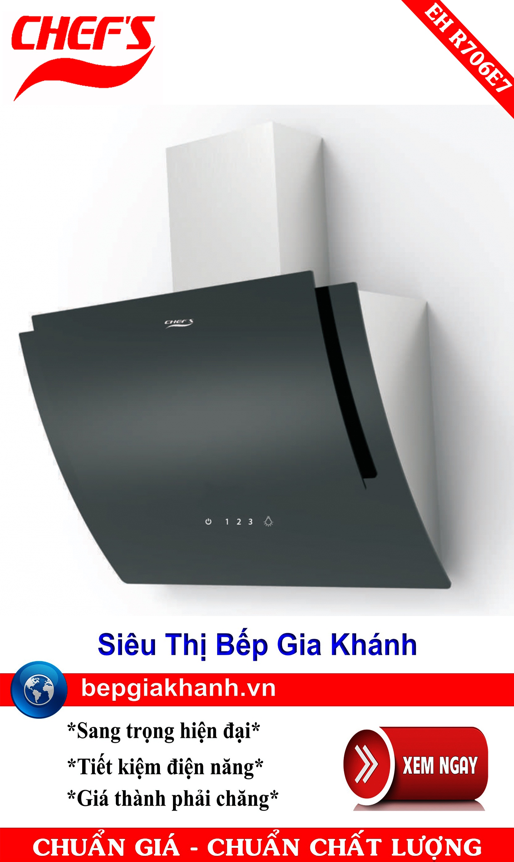 [HCM]Máy hút mùi dạng nghiêng 70cm Chefs EH R706E7 máy hút mùi nhà bếp máy hút mùi bếp máy hút mùi kính cong máy hút mùi canzy máy hút mùi mini máy hút mùi âm trần máy hút mùi electrolux may hut mui