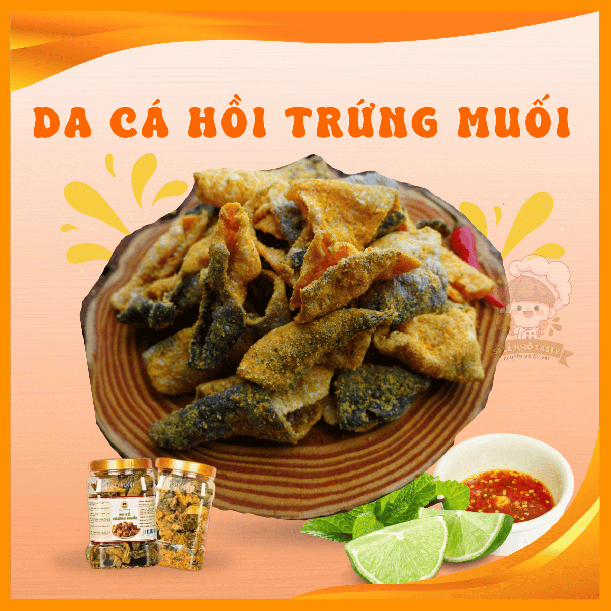 Sỉ lẻ khô tasty +Da cá hồi trứng muối + giòn tan 400G/1 hũ
