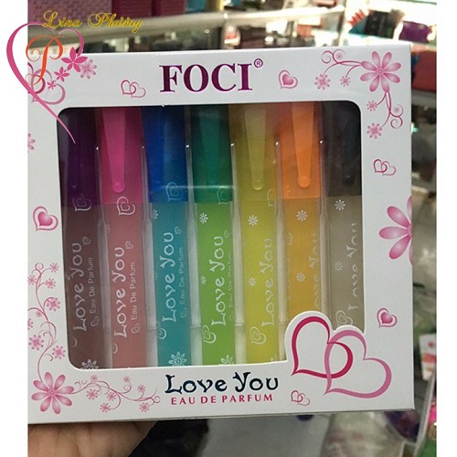Nước hoa cây viết foci love you hộp 7 cây 10ml