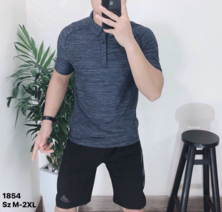 Quần &aacute;o thể thao đồ bộ nam mặc nh&agrave; m&ugrave;a h&egrave; thun lạnh ngắn tay c&oacute; cổ cao cấp